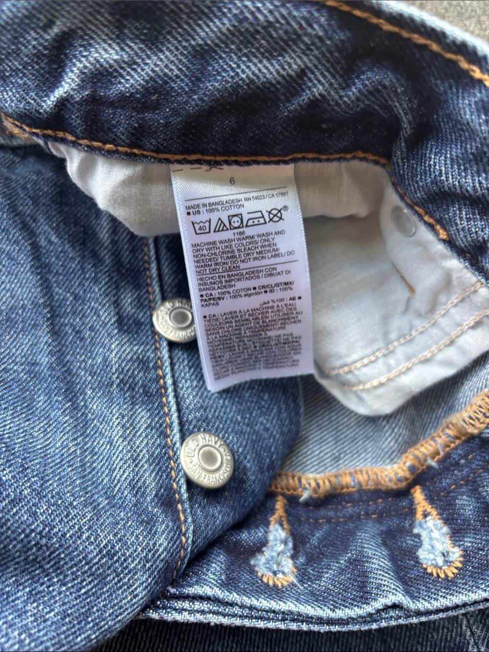Old Navy Women's High-Rise Slouchy Straight Jeans - Dark Blue with Tan Stitching - Picture 2 of 5
